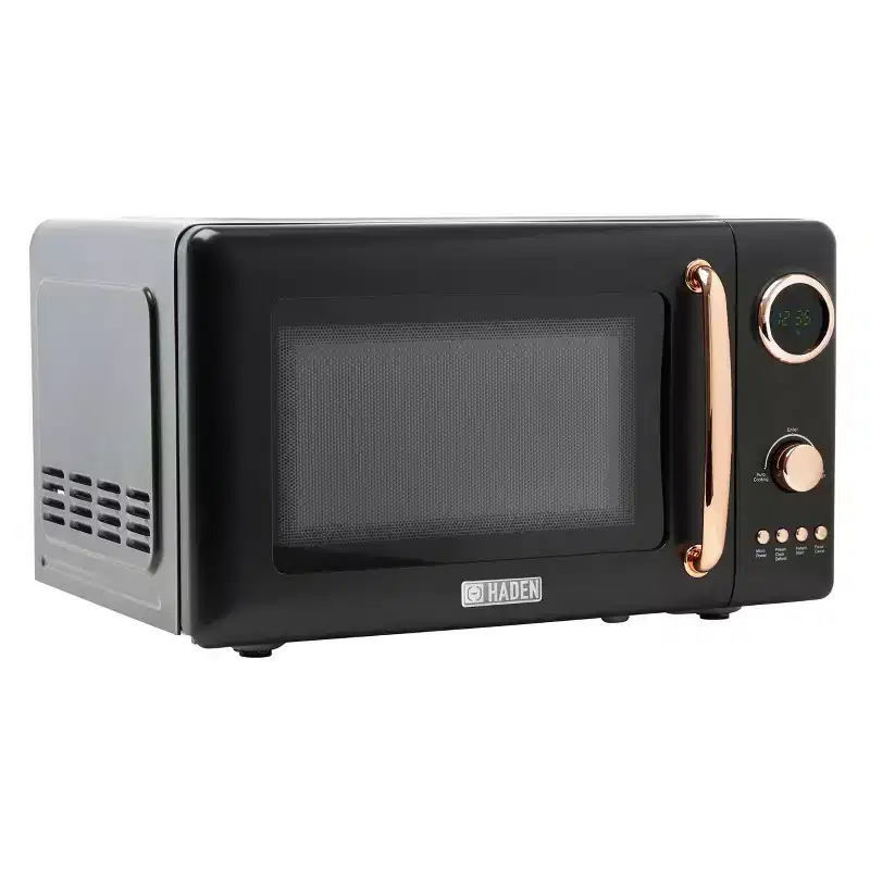 HADEN 700W Compact Countertop Microwave Over Black and Copper: 20L Capacity, 5 Programs, Turntable, 17.75" Width