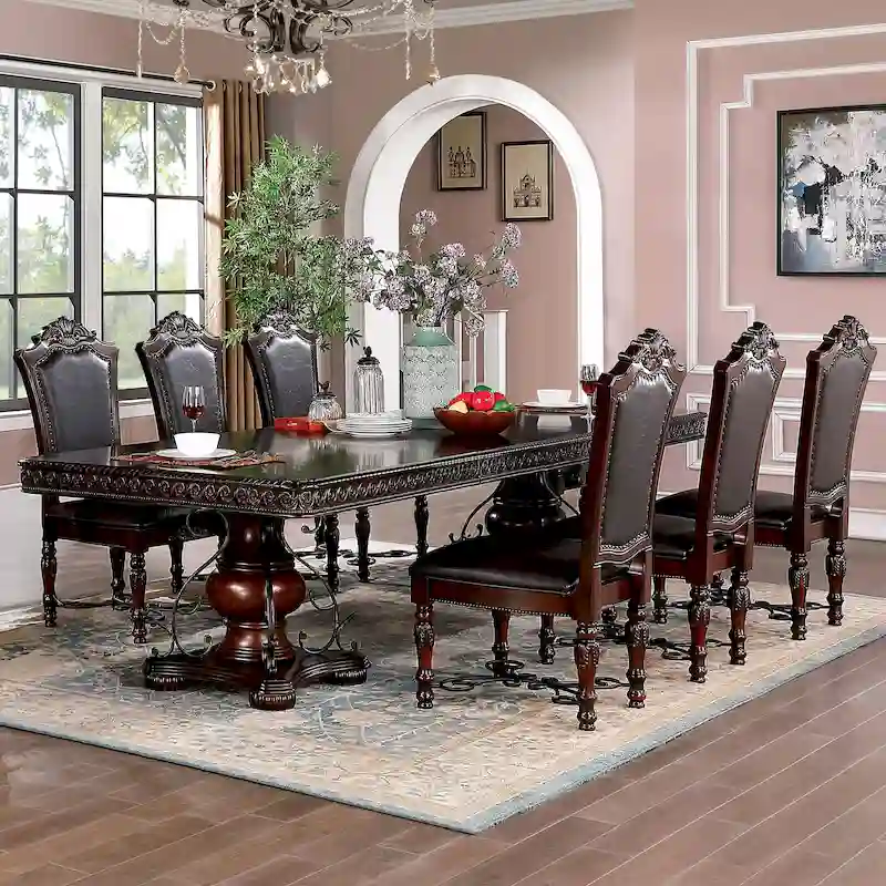 Baburam Traditional Cherry 7-piece Expandable Dining Set by Furniture of America
