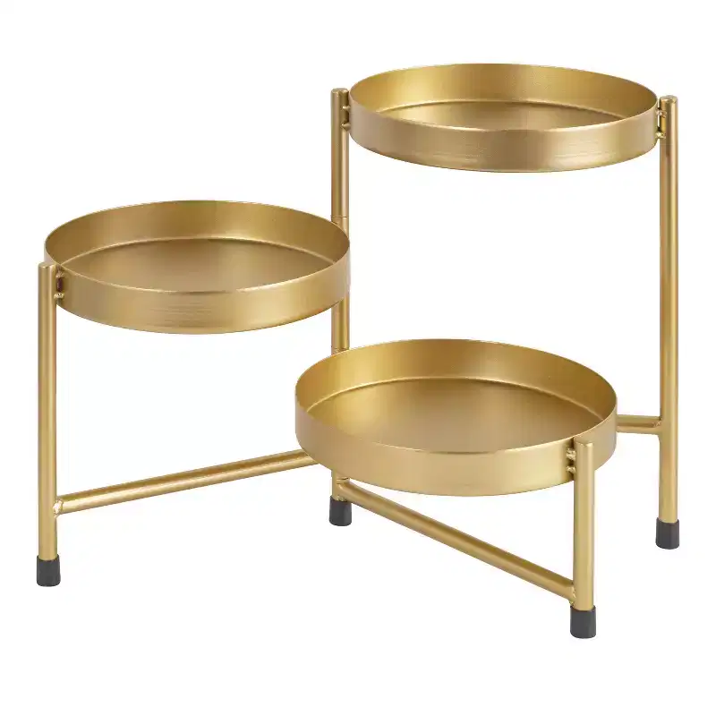 Kate and Laurel Finn Round Metal Tabletop Planter, 7.25x7.25x10, Gold
