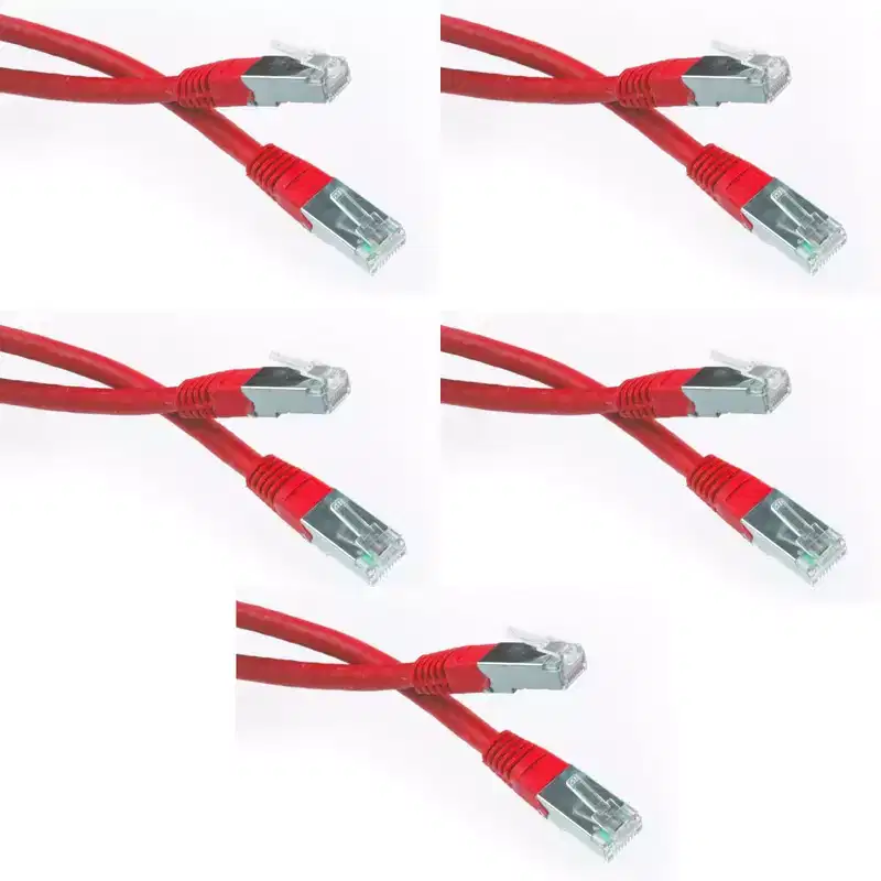 Impecca 3 FT. CAT6 RJ45 Network Patch cord sheilded Cable, Red, 5-Pack