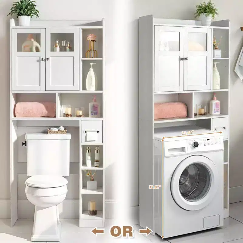 White Toilet Cabinet Rack