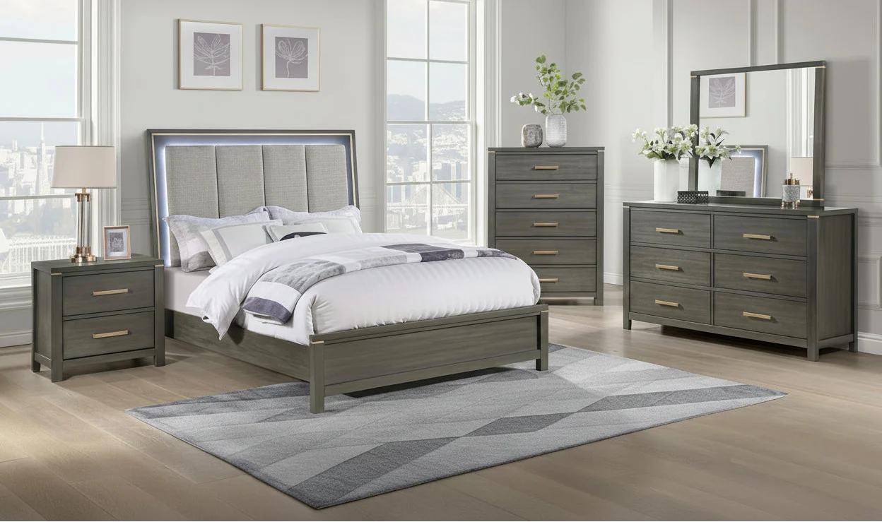 2-Drawer Grey Nightstand