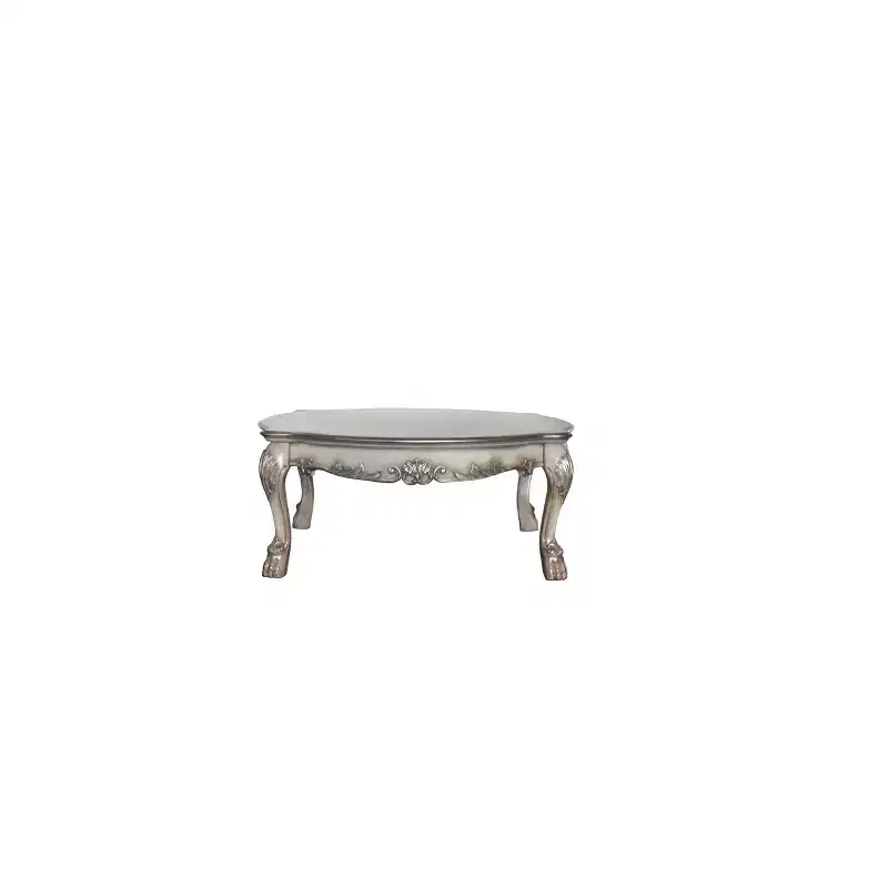 White Oval Coffee Table, Wood Composite, 4-Leg