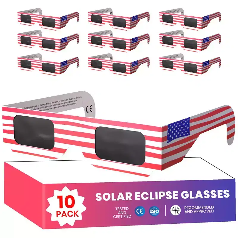 Solar Eclipse Glasses Approved 2024 CE and ISO Certified Solar Eclipse Observation Glasses Safe Shades for Direct Sun Viewing