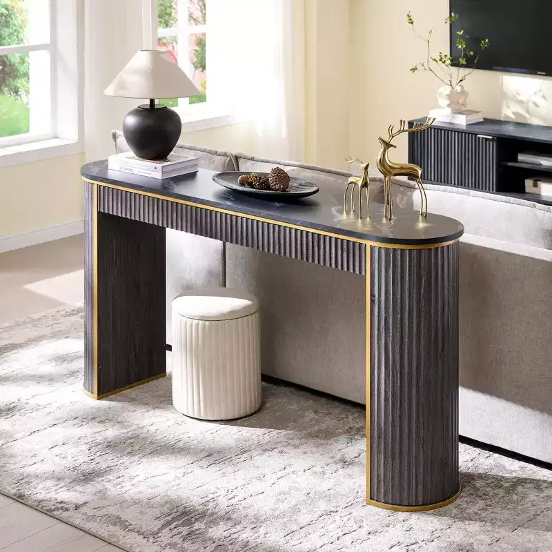 Modern Console Table, Narrow Entryway Tables for Hallway, Fluted Sofa Side Display Table for Living Room