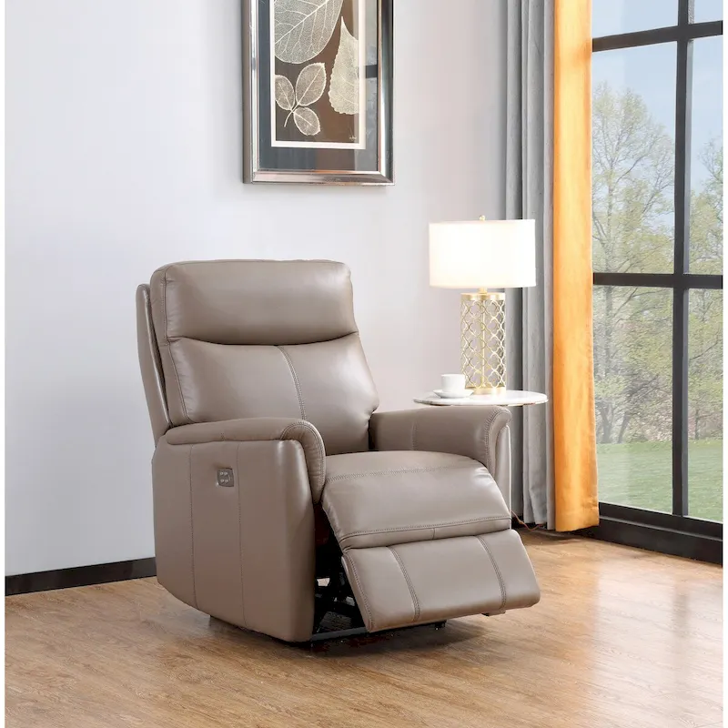 Power Headrest Top Grain Leather Zero Gravity Recliner