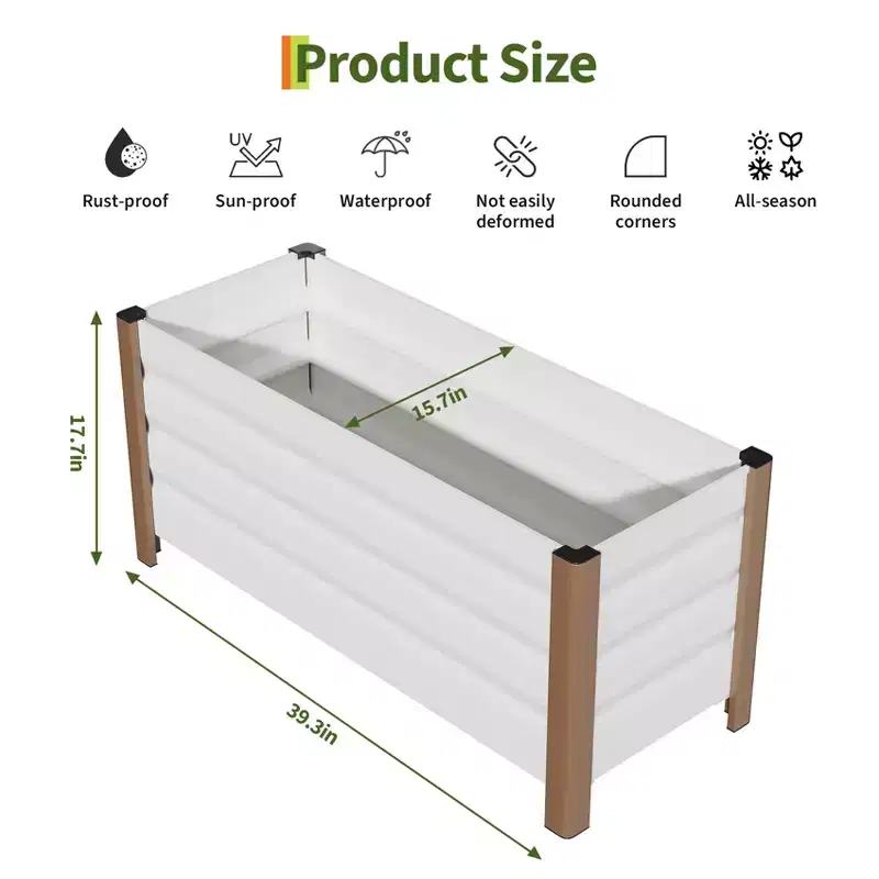 2 Pack 39x16x18 Inch Aluminum Planter Box, Extra Long Raised Garden Bed with Rounded Corners and Drainage Holes for Patio