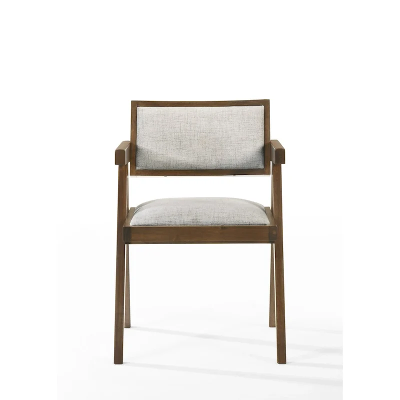 Modrest Fern Modern Walnut and Beige Dining Chair (Set of 2)