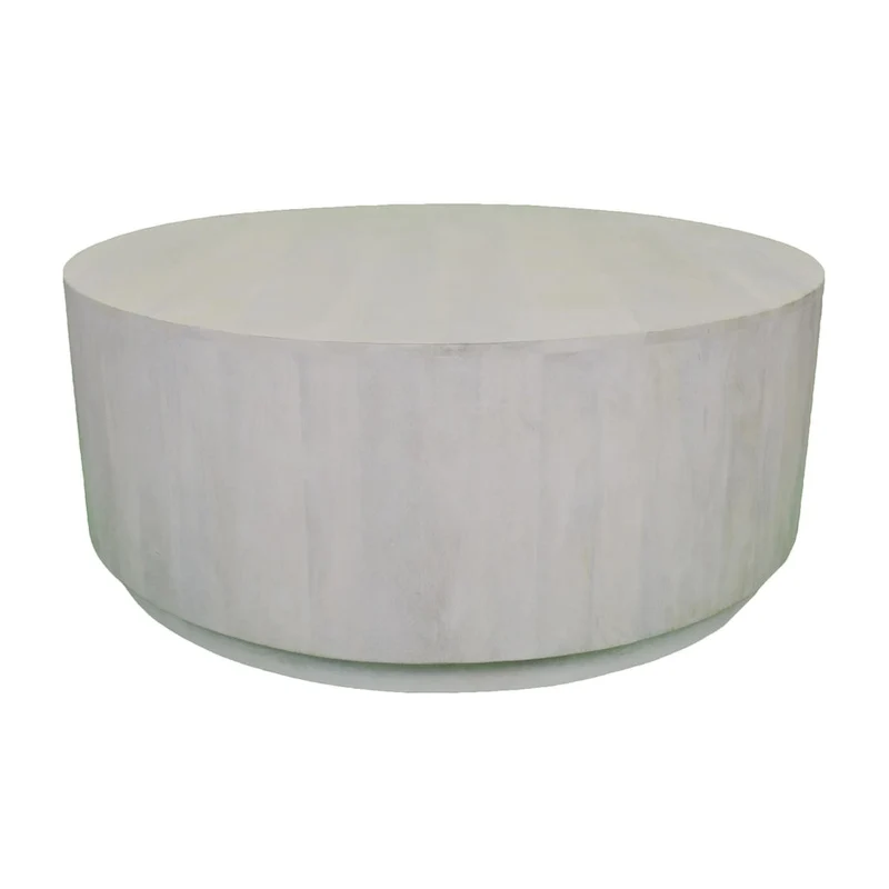 HomeRoots42 Rustic White Solid Wood Round Distressed Coffee Table - 42