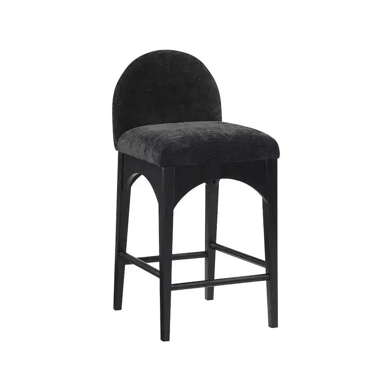 Waldorf Black Chenille Fabric Counter Stool