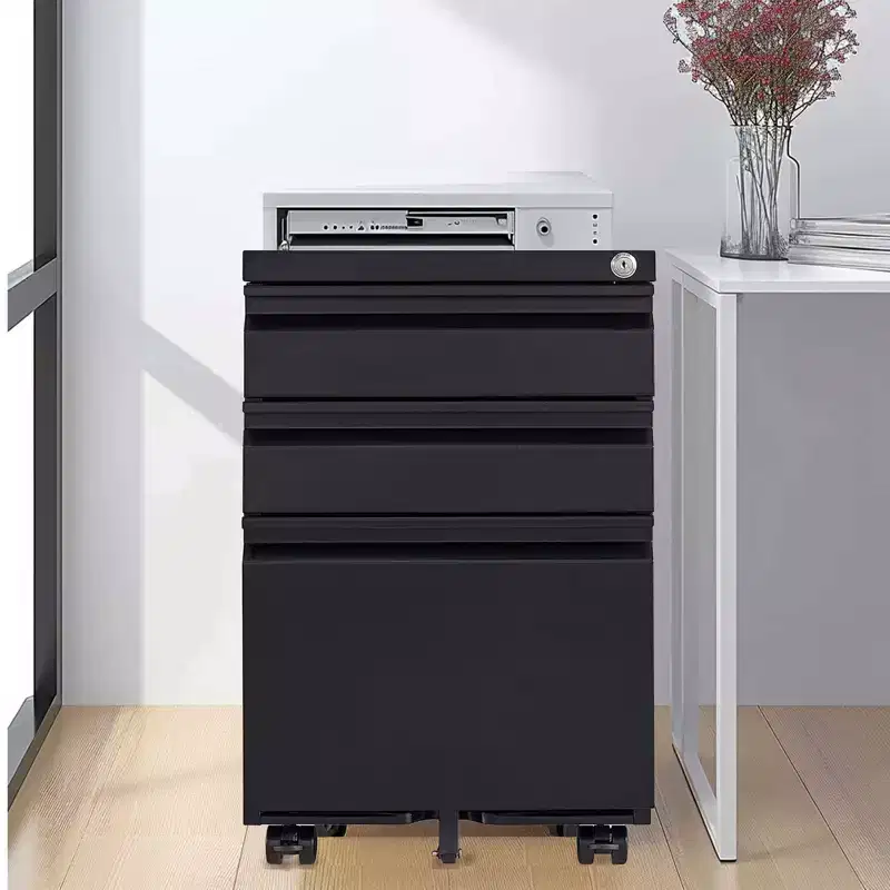3 Drawer Mobile File Cabinet with Lock, Under Desk Metal Filing Cabinet for Home Office Letter Legal A4 Files