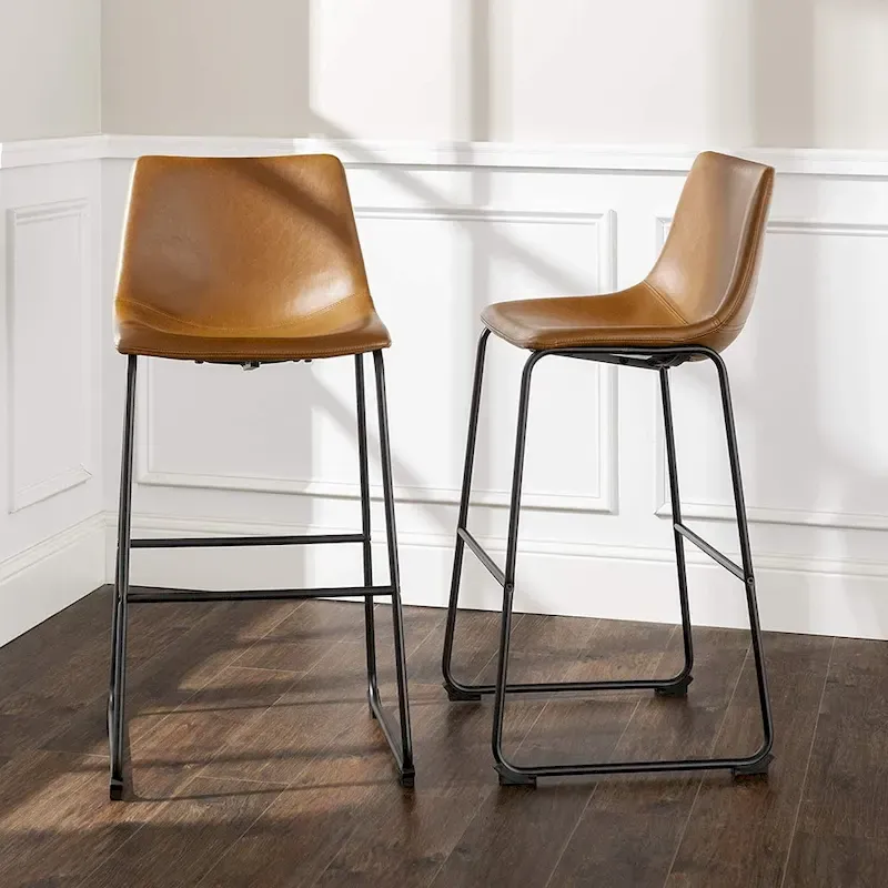 BOSSIN Faux Leather Counter Stool Vintage Barstools, 30 Inch, Set of 2