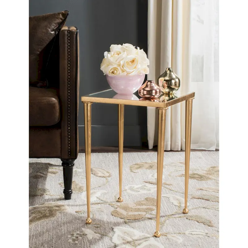 Antique Gold Leaf End Table - 14 x 14 x 21 - 14Wx14Dx21H
