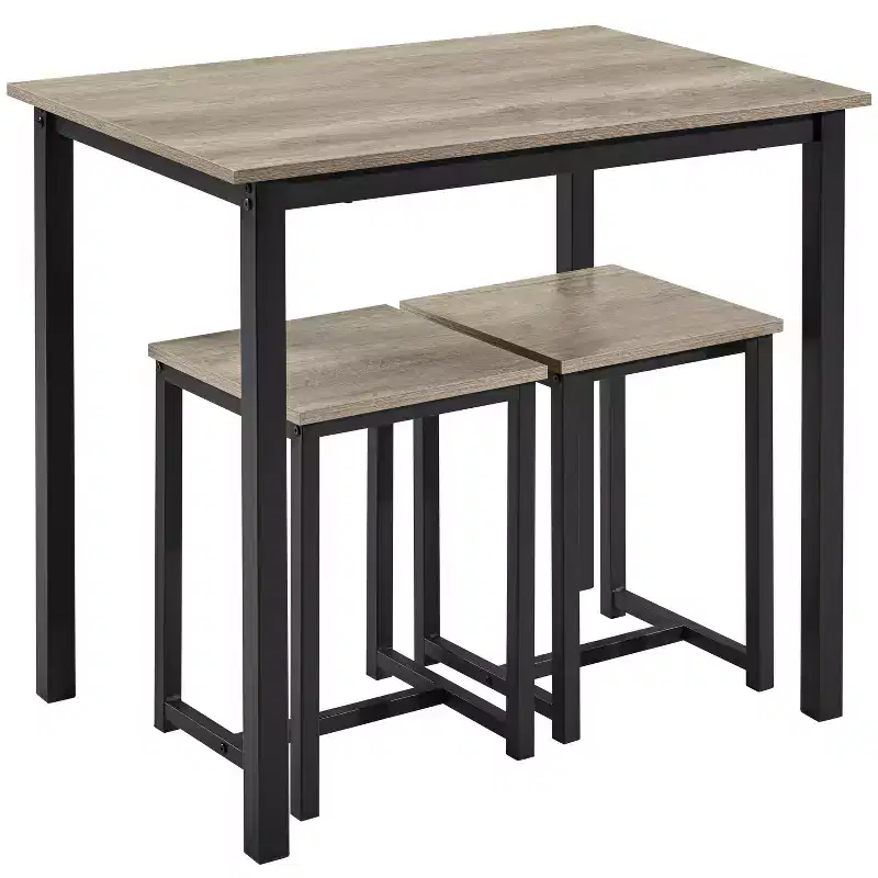 Yaheetech Industrial 3-Piece Space Saving Dining Table Set, for Kitchen, Dining Room