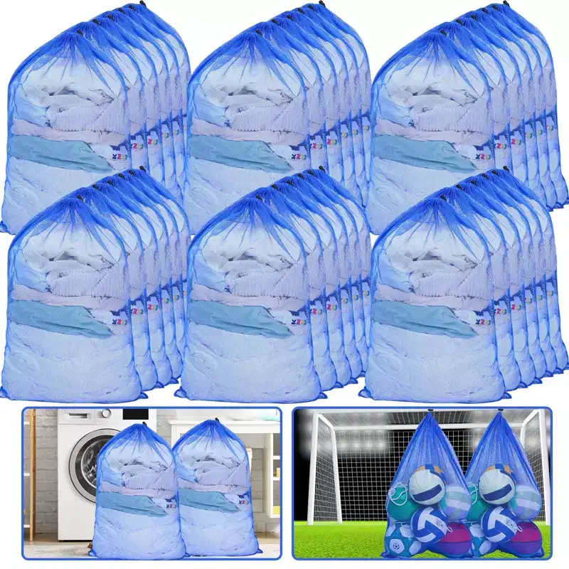 Narwey Large Mesh Laundry Bags, 24 x 36 Inch Bulk Wash Set with Drawstring