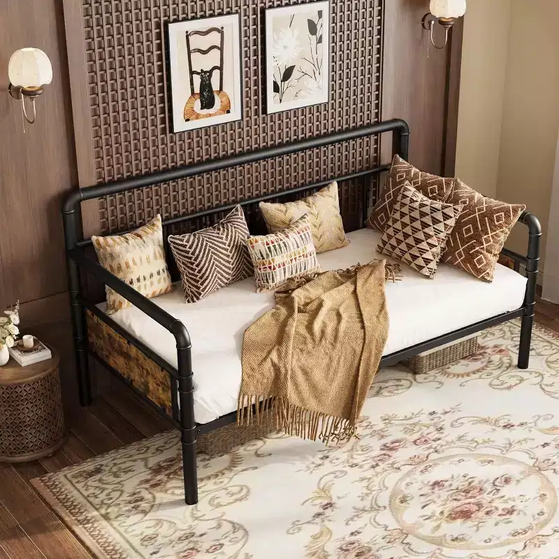 Twin Size Metal Daybed Frame, Heavy Duty Bed for Living Room, Bedroom, or Guest Room