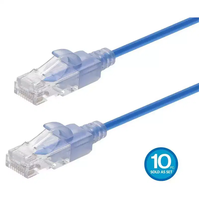 Monoprice SlimRun Cat6A Ethernet Patch Cable - Network Internet Cord - RJ45, Stranded, UTP, Pure Bare Copper Wire, 30AWG, 3ft, 10-Color, 10-Pack