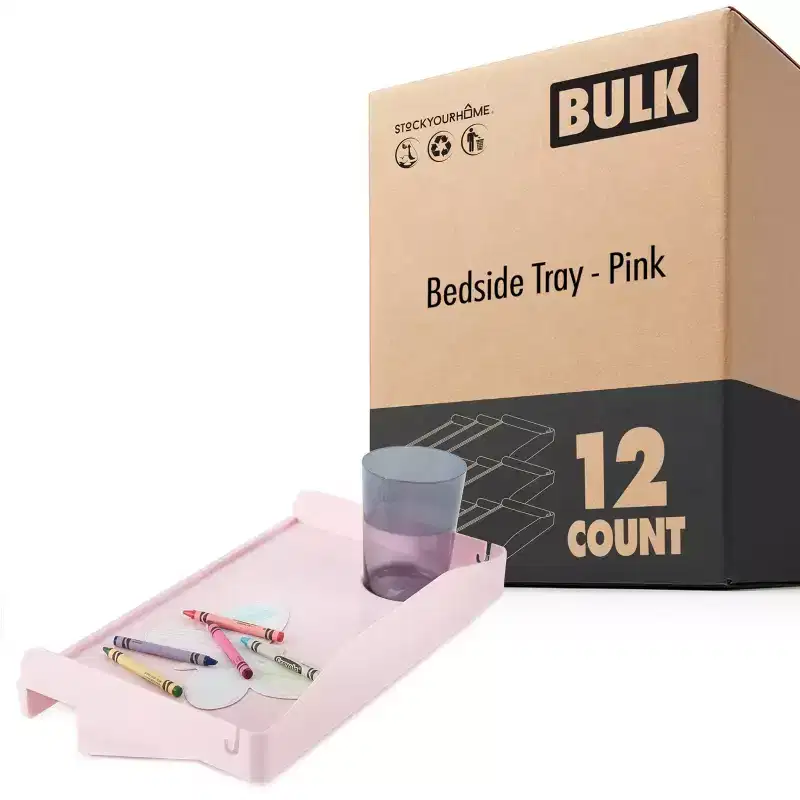 Modern Innovations Bedside Shelf with Cord and Cup Holder, Pink (12 Pack)