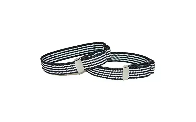 CTM Elastic Black and White Pinstripe Adjustable Sleeve Garter