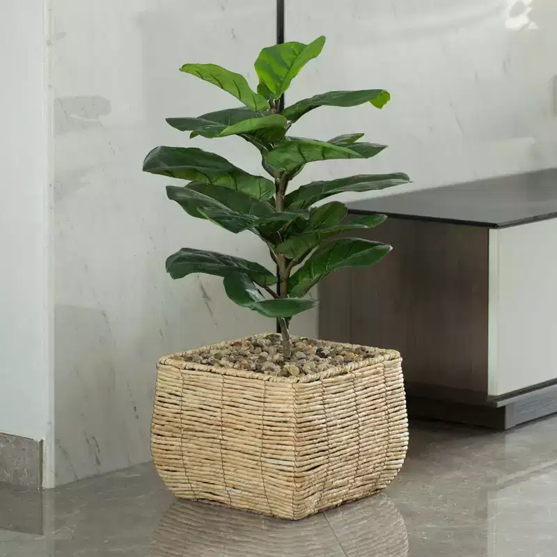 Vintiquewise Woven Square Flower Pot Planter with Leak-Proof Plastic Lining