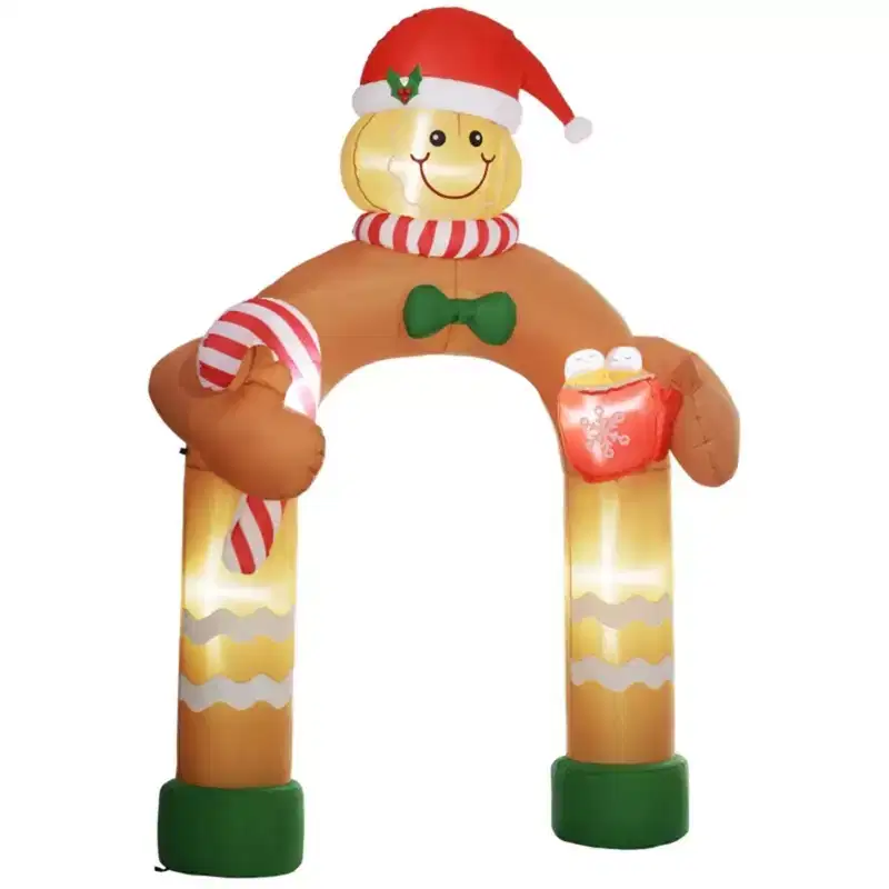 NAYSAYE 7FT Gingerbread Man Inflatable Arch Christmas Decoration Festive Holiday Yard Display for Home Garden, Red and Brown, 76.8*31.5*110.2