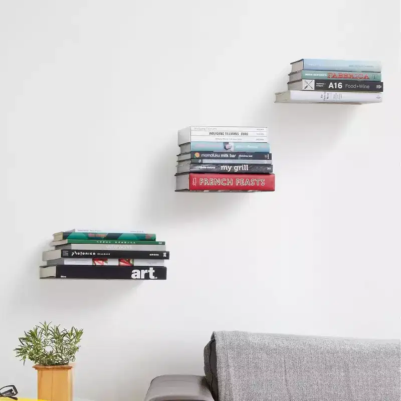 Invisible Floating Metal Hidden Bookshelves Wall Mounted Storage