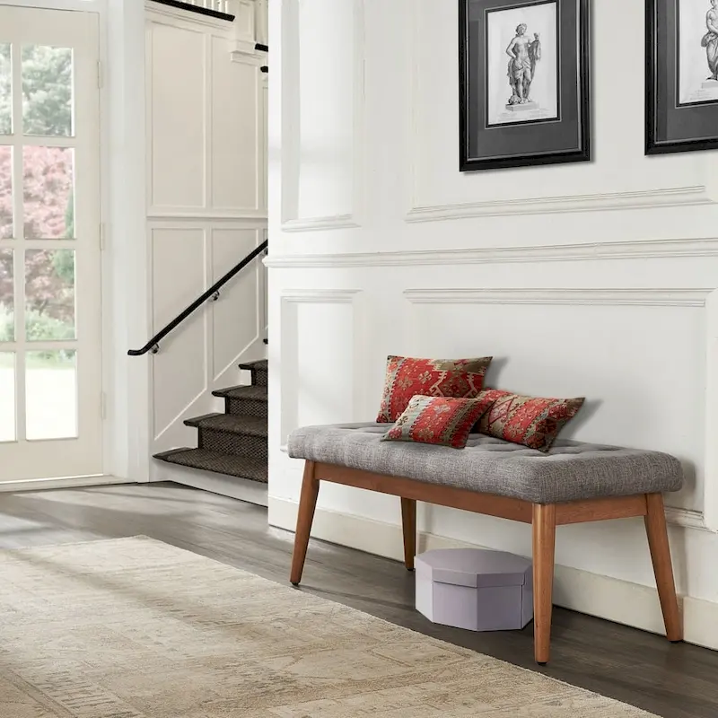 Upholstered Bench In Acorn - 43.25 W x 16 D x 16.88 H