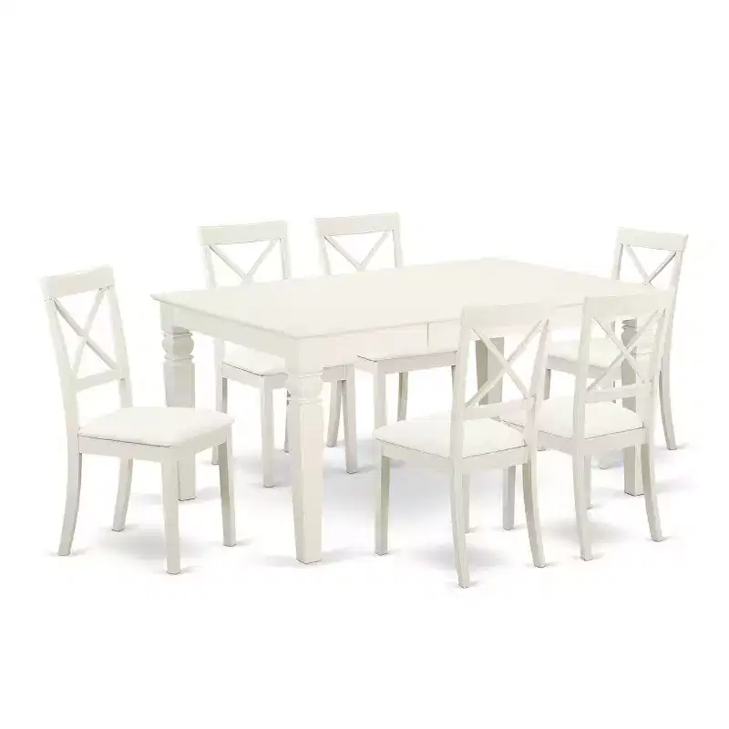 Lakeside Dining Set 7Pc Table with 6 Faux Leather Chairs - Patio Outdoor Furniture