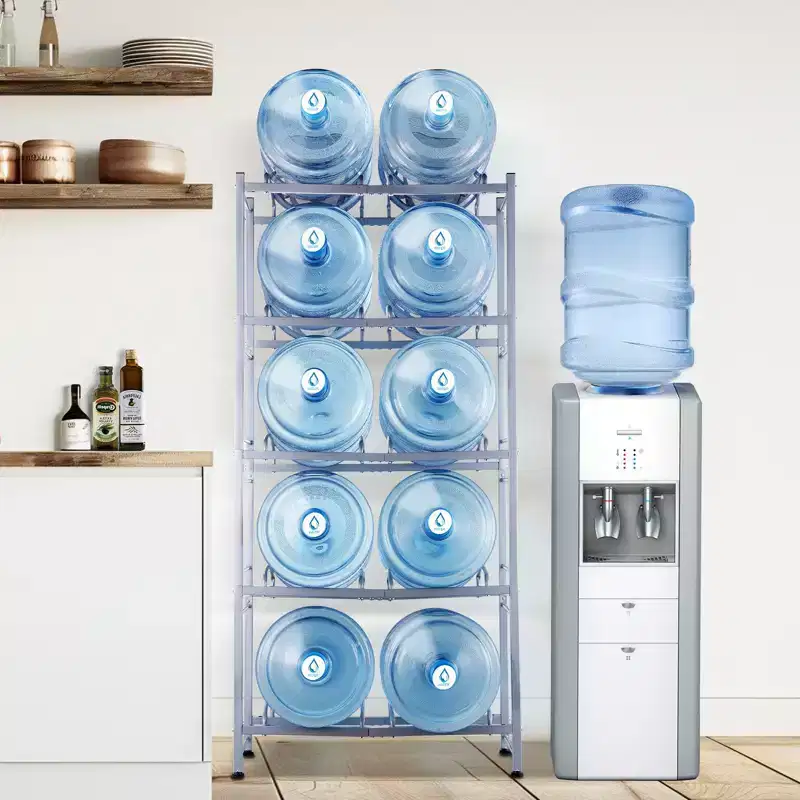 5-Tier Double Row Water Jug Holder Rack for 10 Bottles Heavy Duty Iron