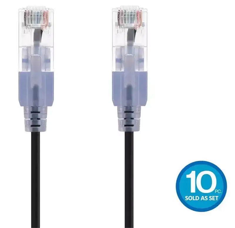 Monoprice Cat6A Ethernet Patch Cable - 3 Feet - Black | Network Internet Cord - RJ45, 550Mhz, UTP, Pure Bare Copper Wire, 10G, 30AWG, 10-Pack -