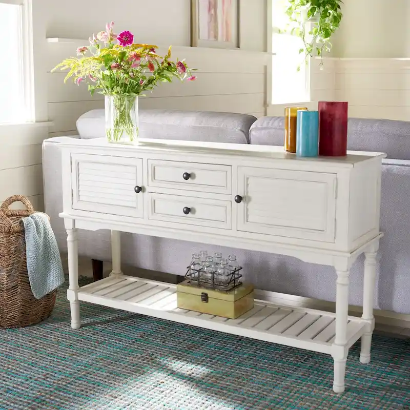SAFAVIEH Vella 2-Drawer 2 Door Console Table - 47.3 W x 13 L x 29.5 H - 47Wx13Dx30H
