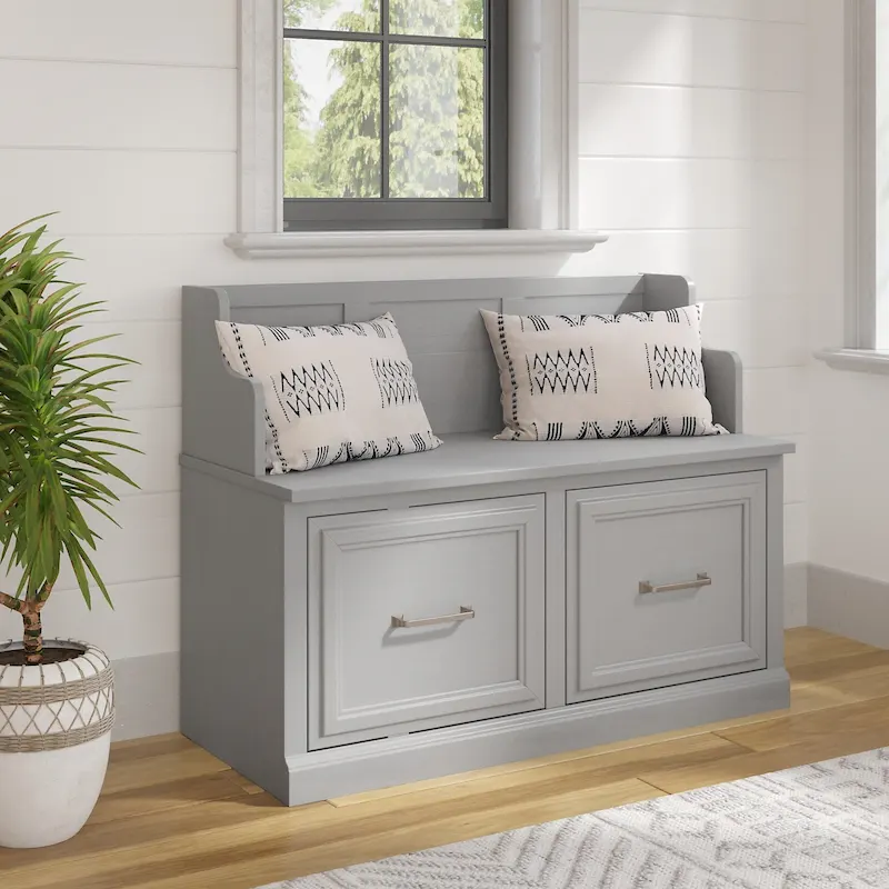 40W Entryway Bench with Doors