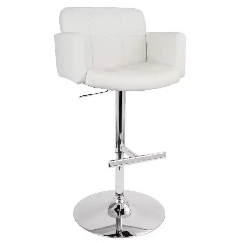 32 Adjustable Swivel Barstool with Padded Seat and Back – Metal Frame