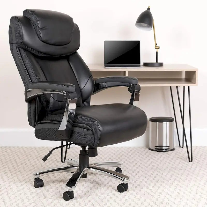 HERCULES Series Big & Tall Rated Black LeatherSoft Executive