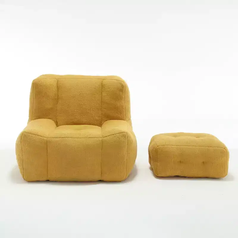 Fluffy Bean Bag Chair for Adults with Memory Foam & Ottoman, Indoor