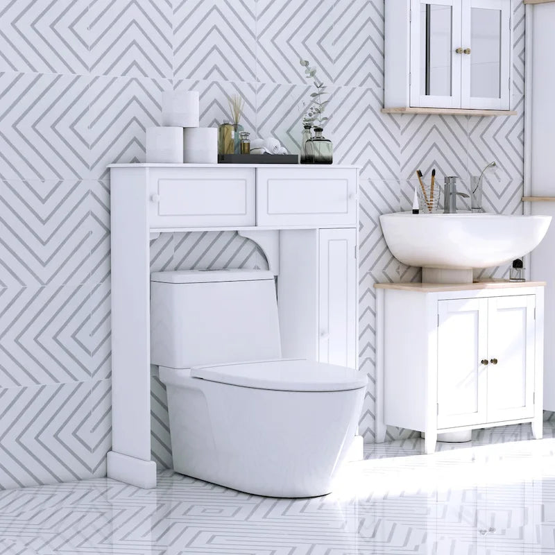 Freestanding Over Toilet Bathroom Storage Cabinet - White - 35x9x41