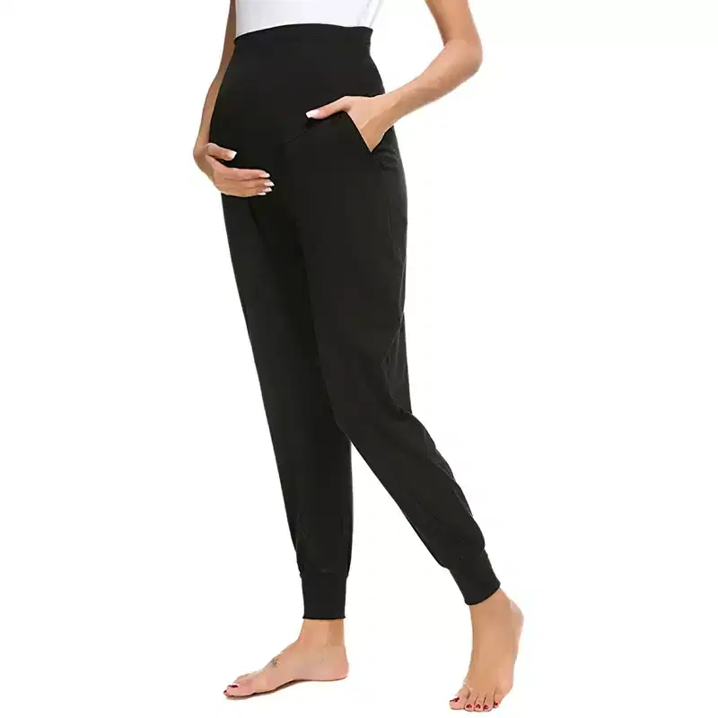 Women's Maternity High Waisted Stretchy Yoga Activewear Pants with Pockets Comfortable Lounge & Workout Bottoms