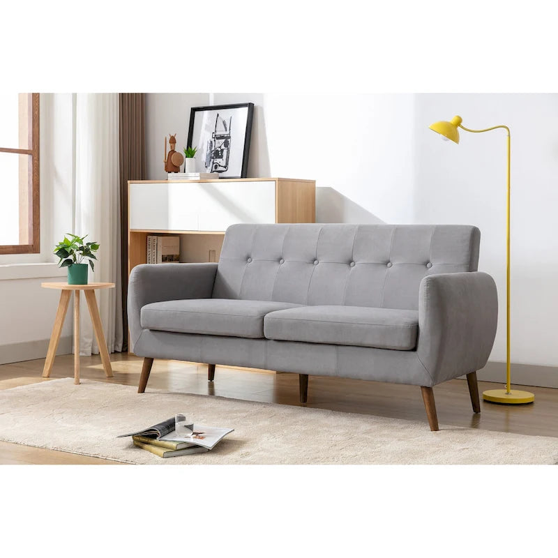 Porthos Home Rya Loveseat Small Sofa Couch, Fabric, Rubberwood