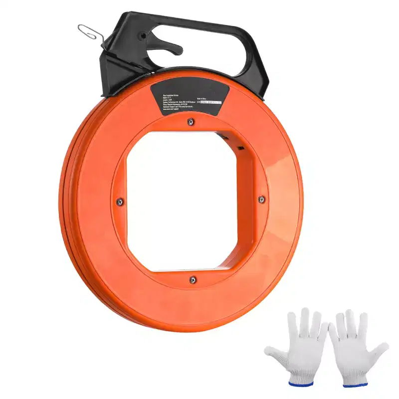 VEVOR Steel Wire Puller, 240ft, 1/8in, with Enhanced Housing & Handle, Simplified Cable Pulling Device, Adaptable for Wall, Orange