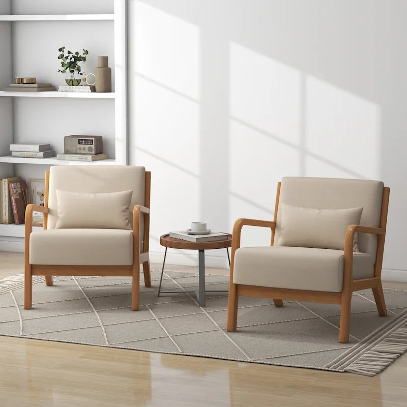 Upholstered Armchair Accent Chairs with Pillows Set of 2