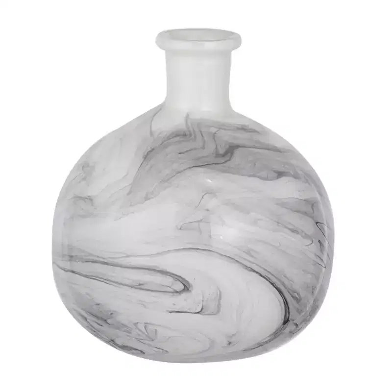 NAYSAYE Round Ceramic Vase with Swirl Pattern, Ideal for Floral Arrangements and Modern Home Tabletop Dcor, Multicolor, 8.3*8.3*9.1