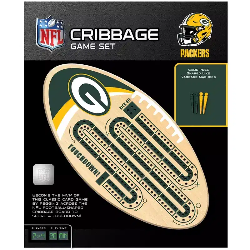 MasterPieces NFL Green Bay Packers Cribbage Board Game Set for Adults - Officially Licensed