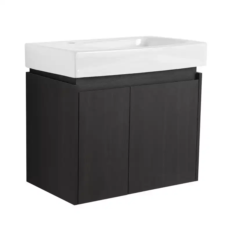 Bathroom Vanity 24-Inch With Top Sink, Wall-Mounted Floating Storage Cabinet, Modern 2-Door Vanity Sink Combo for Home Bathroom Decor