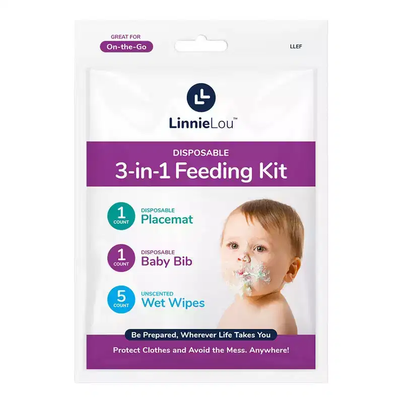 LinnieLou Disposable 3-in-1 Feeding Kit: Non-Woven Fabric, Rectangle Shape, Solid Pattern