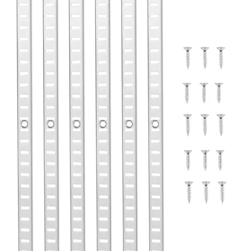 VEVOR Shelf Pilaster, 72.7-inch 20 Pack, Adjustable Shelf Brackets Steel Mortise Mount Pilaster Strip Standards with 140 Screws, Silver