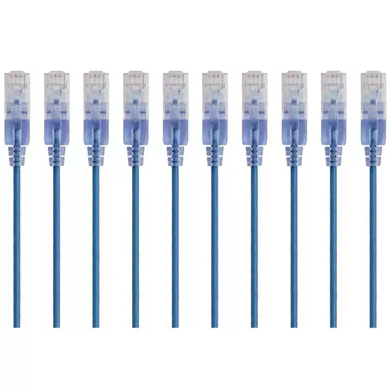 Monoprice Cat6A Ethernet Patch Cable - 10 Feet - Blue | Network Internet Cord - RJ45, 550Mhz, UTP, Pure Bare Copper Wire, 10G, 30AWG, 10-Pack -