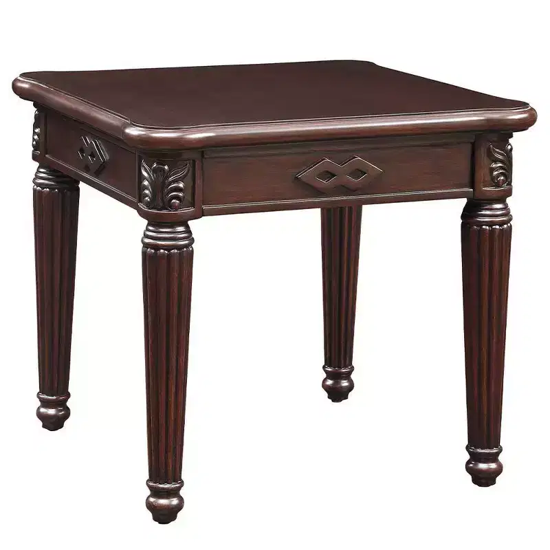 Brown Square Accent Side Table, Wood, Single