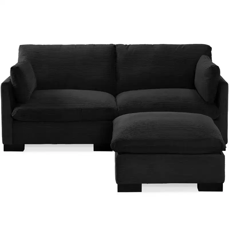 82in Modular Sectional Pillowtop Sofa w/ Ottoman & Storage