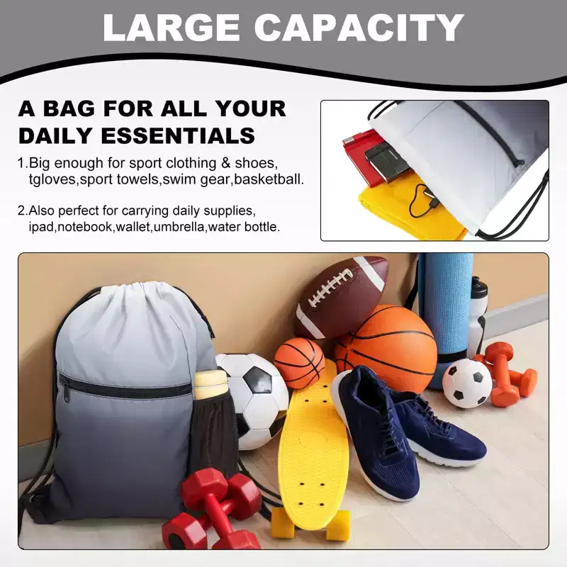 Narwey Men & Women Outdoor Sport Gym Sack Waterproof Drawstring Backpack Bag -Gradient Black