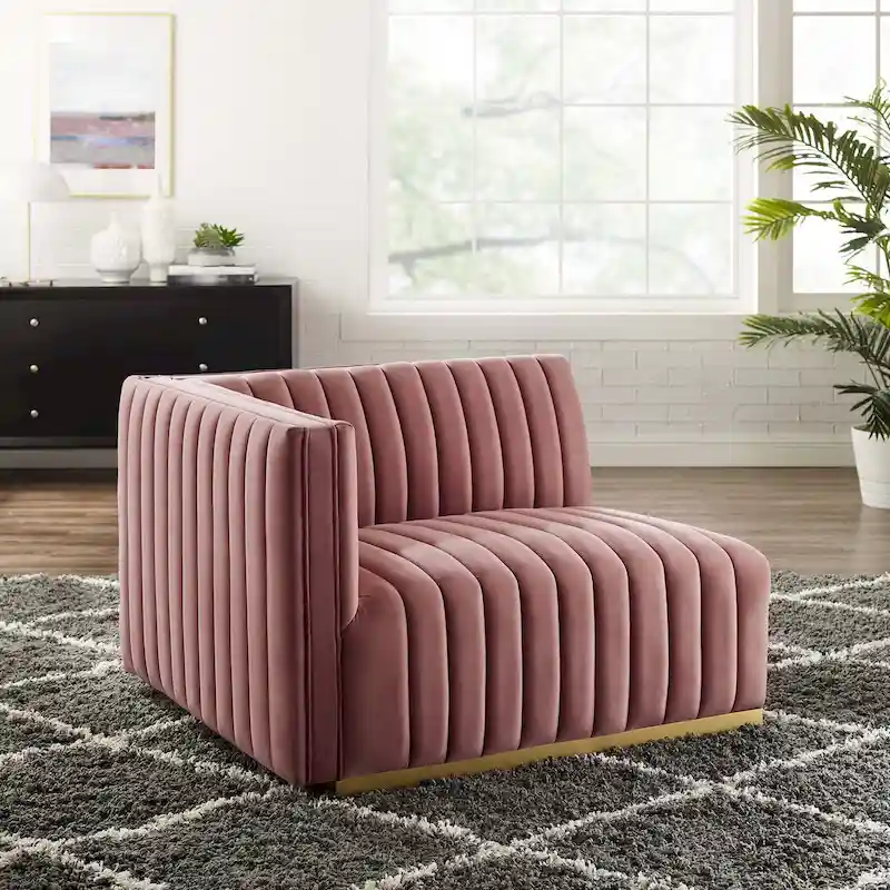 Tufted Performance Velvet Left-Arm Chair